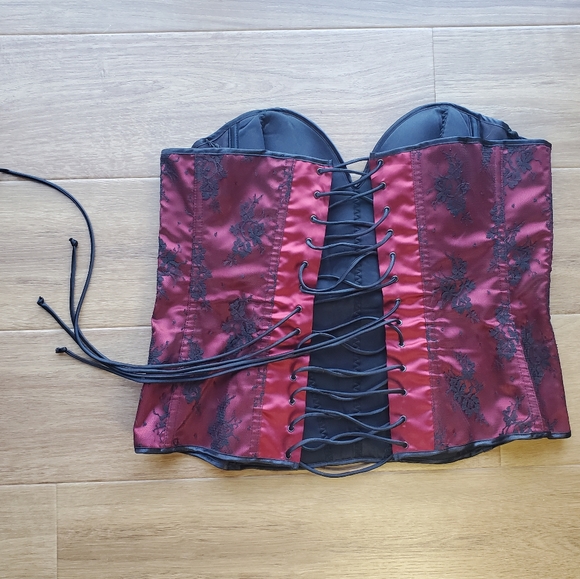 Shirley of Hollywood Lace Overlay Satin Corset - Picture 2 of 6